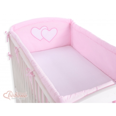 Bettumrandung XXL für Gitterbett- Hängende Herzen rosa