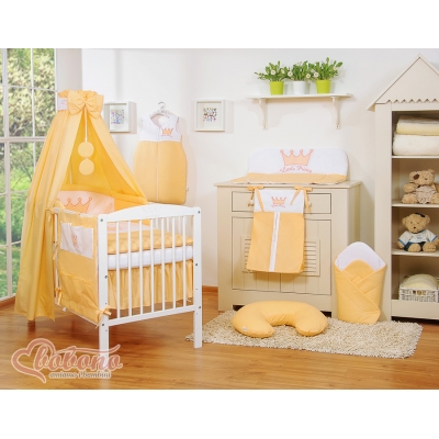 Babybett Bettwäsche Set 11-tlg mit Himmel - Little Prince/Princess pfirsich