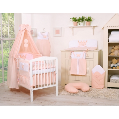 Babybett Bettwäsche Set 11-tlg mit Himmel - Little Prince/Princess pudderrosa
