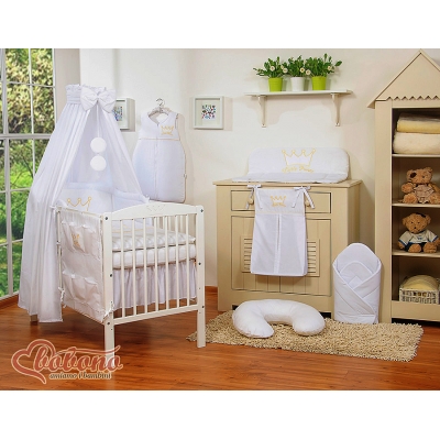 Babybett Bettwäsche Set 11-tlg mit Himmel - Little Prince/Princess weiß