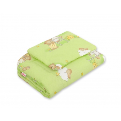Baby Bettwäsche Set 2-tlg 75x100m - Leiter-Bärchen grün