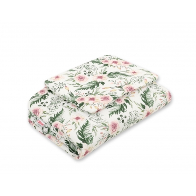 Baby Bettwäsche Set 2-tlg 75x100m - rosa Blüten