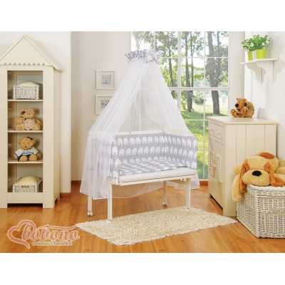Bettwäsche Set 6tlg für Beistellbett FABIO - Basic rosa Elefanten