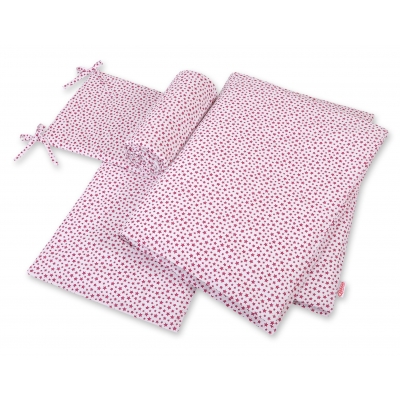 Bettwäsche Set für Babybett 3-tlg  - weiß-weinrot Sternchen