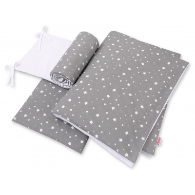 Bettwäsche Set für Babybett 3-tlg - doppelseitig - mini Sternchen weiß/wiess