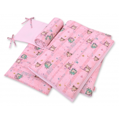 Bettwäsche Set für Babybett 3-tlg - Eulen rosa