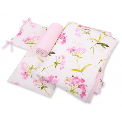 Bettwäsche Set für Babybett 3-tlg - flowers rosa