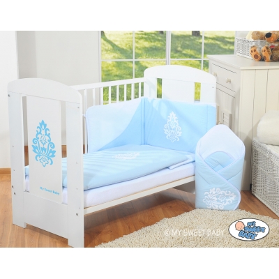Bettwäsche Set für Babybett 3-tlg - Glamour blau-weiß