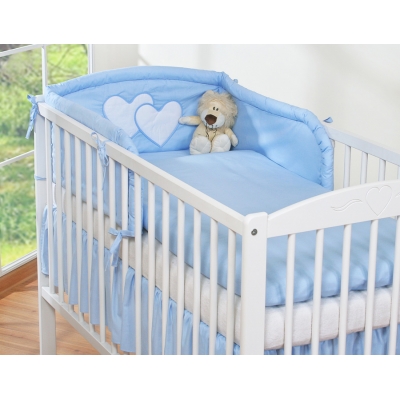 Bettwäsche Set für Babybett 3-tlg - Hängende Herzen blau