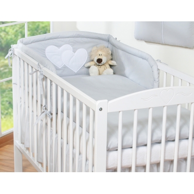 Bettwäsche Set für Babybett 3-tlg - Hängende Herzen grau