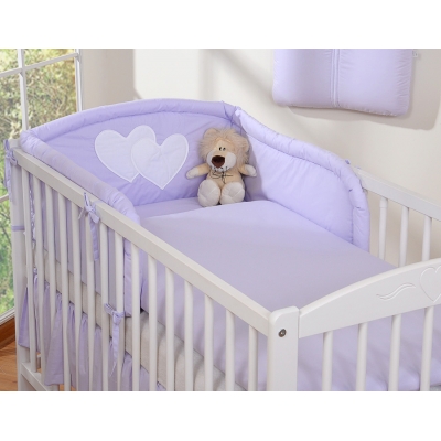 Bettwäsche Set für Babybett 3-tlg - Hängende Herzen lila
