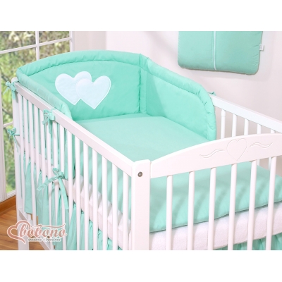 Bettwäsche Set für Babybett 3-tlg-Hängende Herzen minze