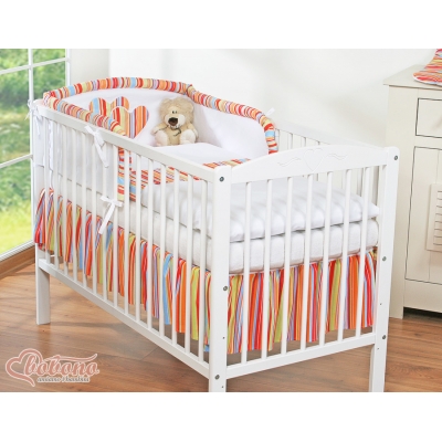 Bettwäsche Set für Babybett 3-tlg - Hängende Herzen orange gestreift