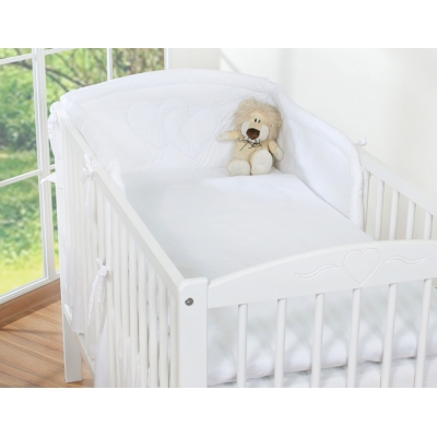 Bettwäsche Set für Babybett 3-tlg - Hängende Herzen weiß für Babybett