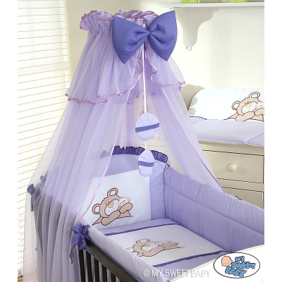 Bettwäsche Set für Babybett 3-tlg (L60) - Teddy Bär Barnaba lila