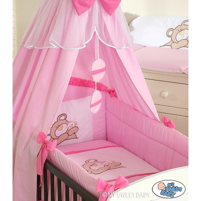 Bettwäsche Set für Babybett 3-tlg (L60) - Teddy Bär Barnaba rosa