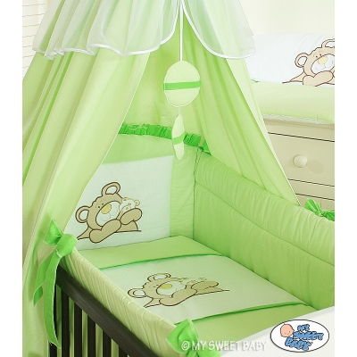 Bettwäsche Set für Babybett 3-tlg (L70) - Teddy Bär Barnaba grün