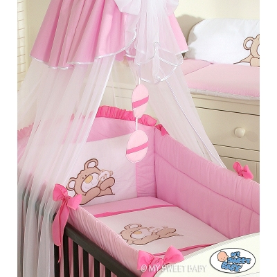 Bettwäsche Set für Babybett 3-tlg (L70) - Teddy Bär Barnaba rosa