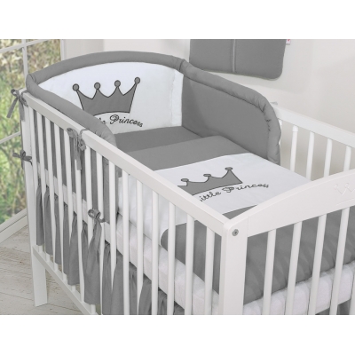Bettwäsche Set für Babybett 3-tlg - Little Prince/Princess anthrazit