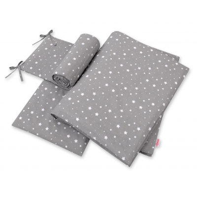 Bettwäsche Babybett Grau Sternchen weiß