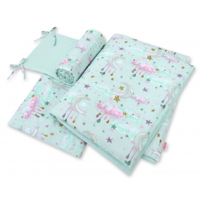 Bettwäsche Set für Babybett 3-tlg - Monde minze