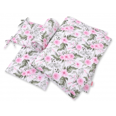 Bettwäsche Set für Babybett 3-tlg - rosa Blüten