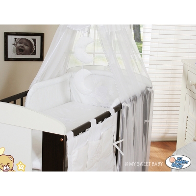 Bettwäsche Set für Babybett 3-tlg (S60) - Gute Nacht weiß