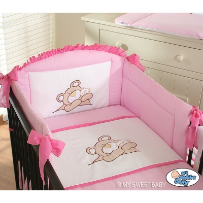 Bettwäsche Set für Babybett 3-tlg (S60) - Teddy Bär rosa