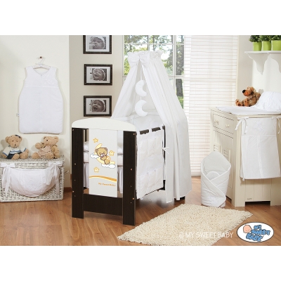Bettwäsche Set für Babybett 3-tlg (S70) - Gute Nacht weiß