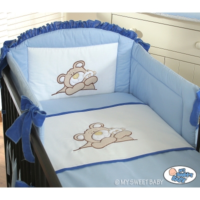 Bettwäsche Set für Babybett 3-tlg (S70) - Teddy Bär blau