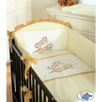 Bettwäsche Set für Babybett 3-tlg (S70) - Teddy Bär creme