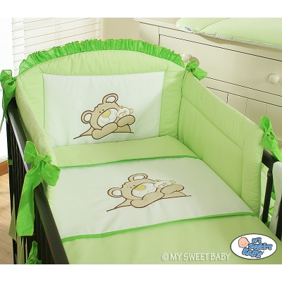 Bettwäsche Set für Babybett 3-tlg (S70) - Teddy Bär grün