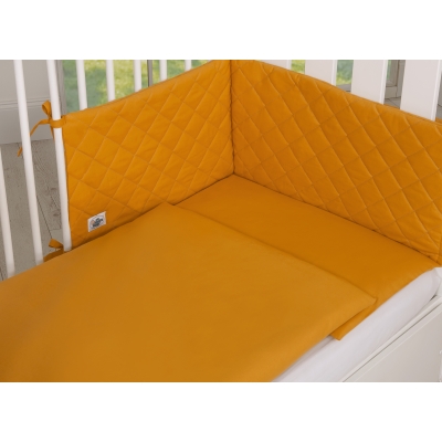Bettwäsche Set mit Bettumrandung gesteppt  3-tlg - honig gelb