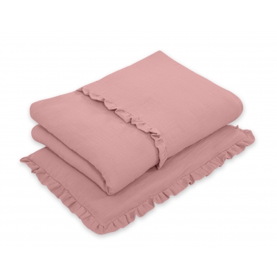 Bettwäsche Set MUSSELIN 2-tlg mit Rüsche – pastellviolett