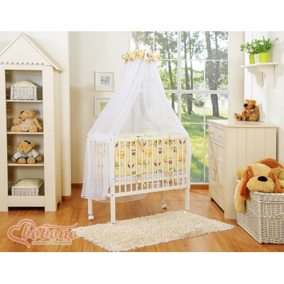 Bettwäscheset 6tlg für Beistellbett FABIO - Basic creme Eulen