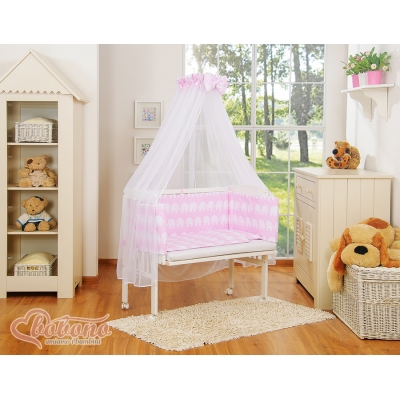 Bettwäscheset 6tlg für Beistellbett FABIO - Basic rosa Elefanten