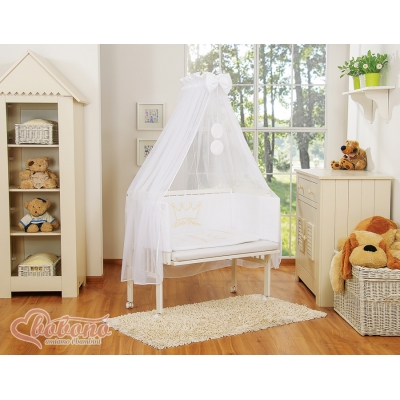 Bettwäscheset 6tlg für Beistellbett FABIO - Little Prince/Princess weiß