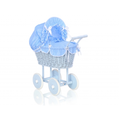 Puppenwagen aus Korb Blau