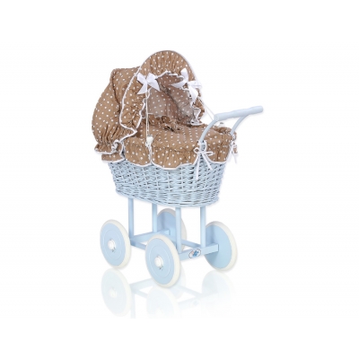 Blau Weide Korb Puppenwagen