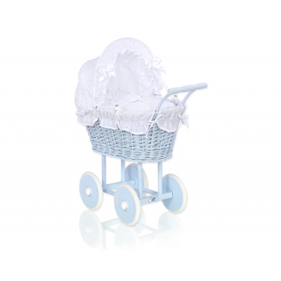 Blau Weide Korb Puppenwagen Weiß Weiß mit Stickerei nr 31699-906