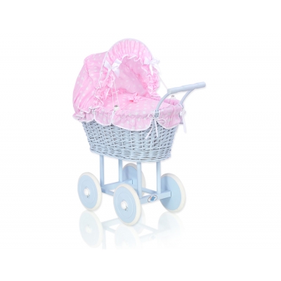 Blau Weide Puppenwagen aus Korb