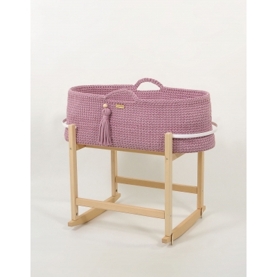 Boho Moseskorb mit Schaukelgestell - lavendel