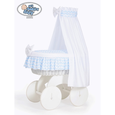 Weiße Weide Korb Stubenwagen mit Himmel Hannah nr nr 70202-900* mit Textilen