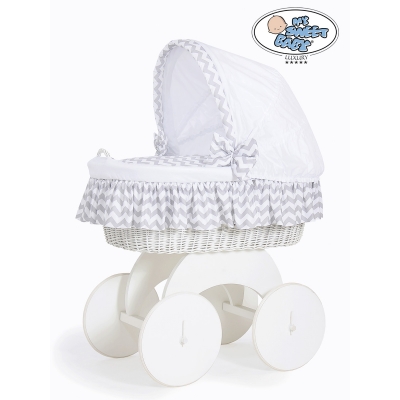 Bollerwagen Baby Weiße Weide mit Grau-Weiß Bettwäsche Hannah 70102-902*