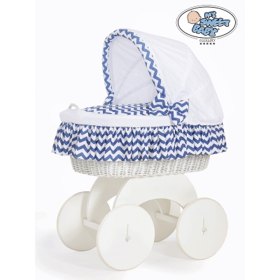 Bollerwagen für Baby Weiße Weide mit Marineblau-Weiß Bettwäscheset Hannah 70102-903*