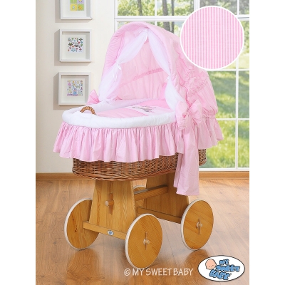 Bollerwagen für Babymit Haube - Esel Luca rosa