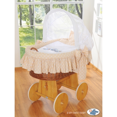 Bollerwagen mit Haube - Eulen Bigi Zibi & Adele beige
