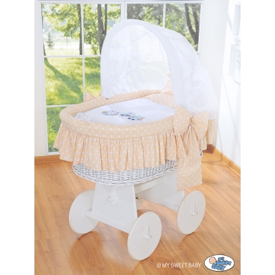 Bollerwagen mit Haube - Eulen Bigi Zibi & Adele beige