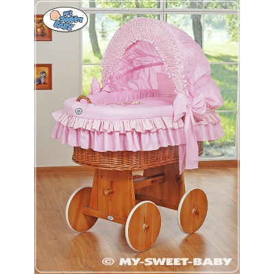 Bollerwagen mit Haube für Baby - Bär mit Schleife Pink für Mädchen