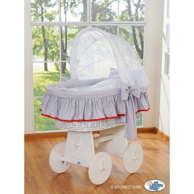 Bollerwagen mit Haube - Glamour grau-rot